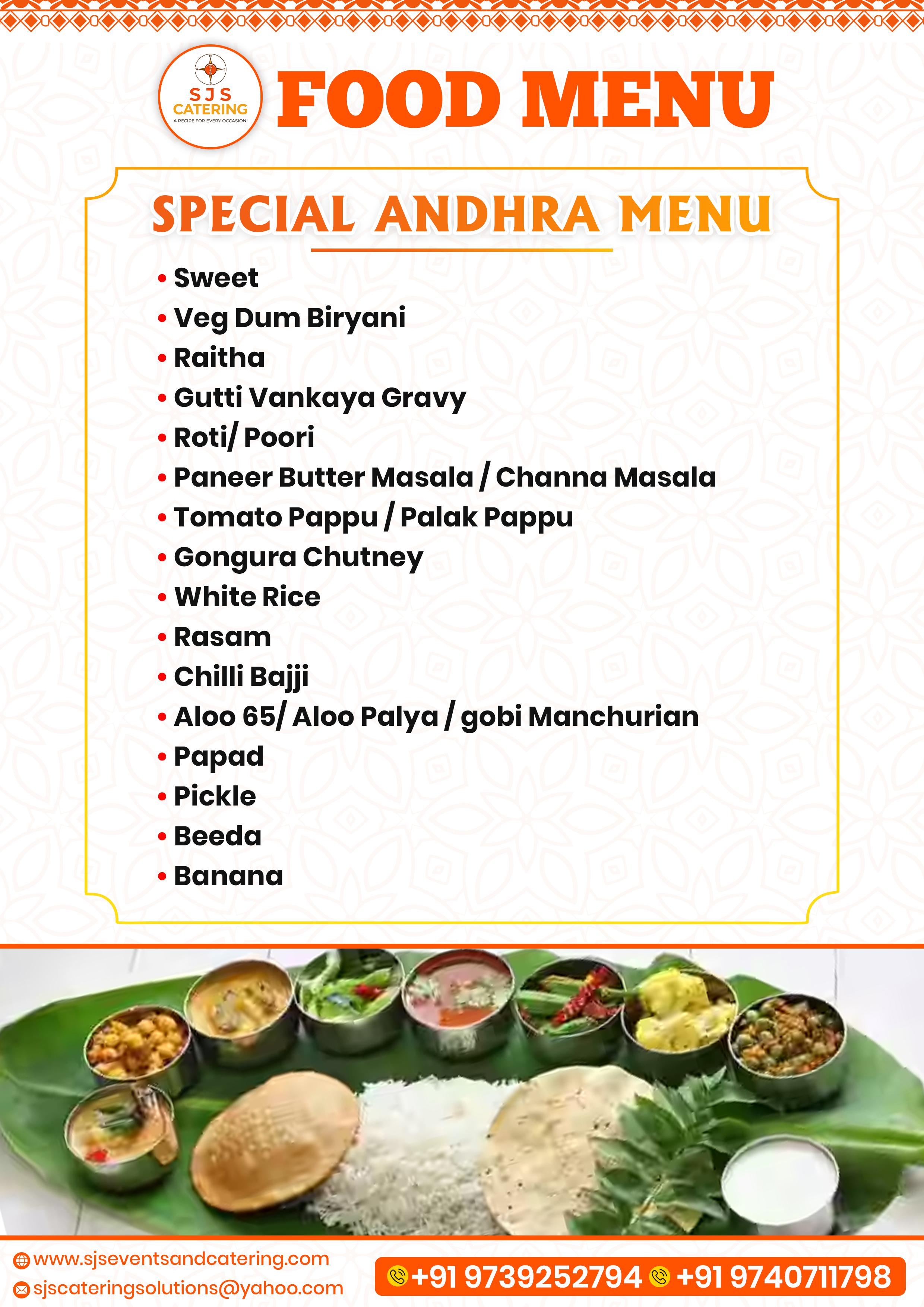 Veg Catering Package for Weddings in Bangalore by SJS Events & Catering