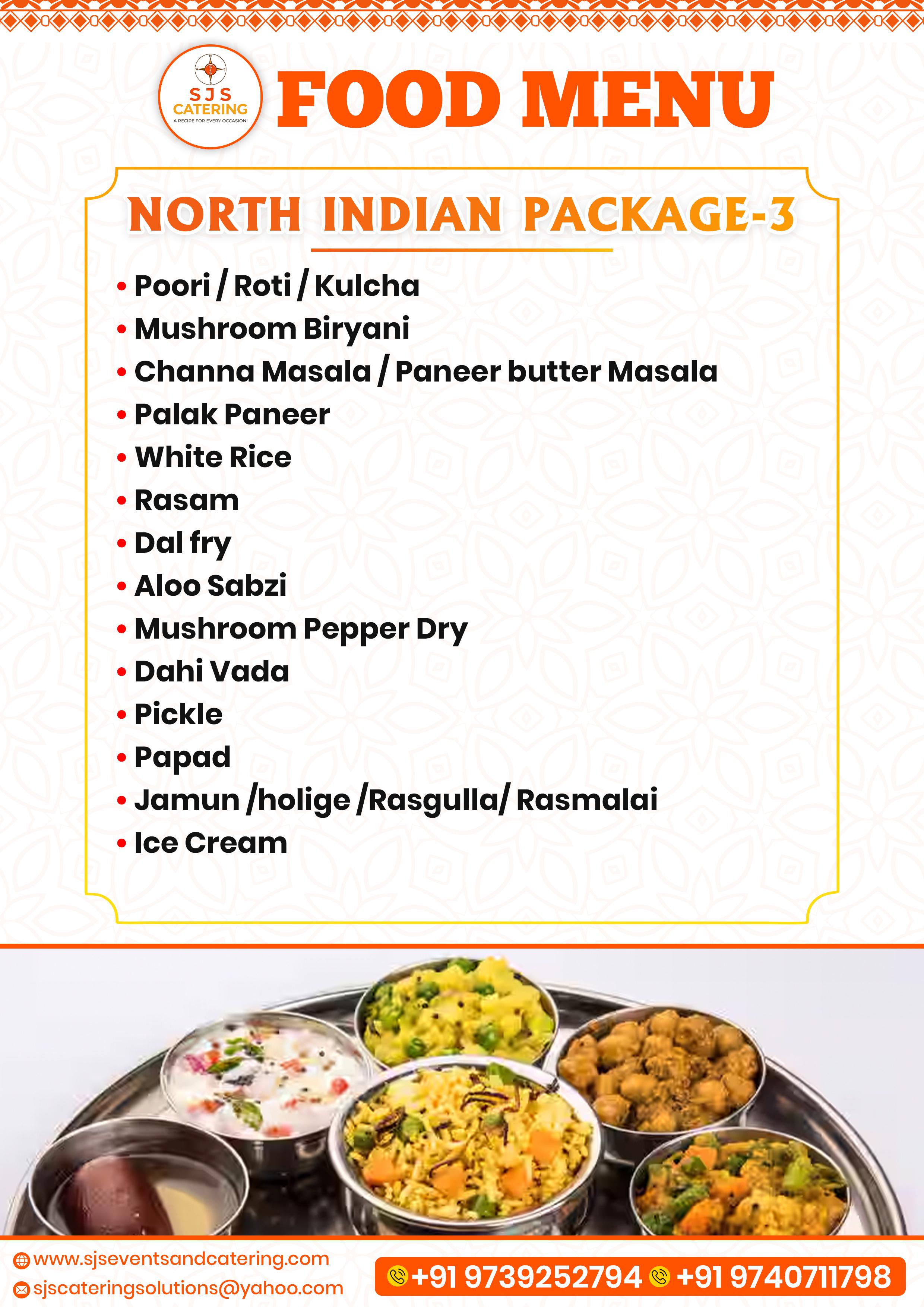 Veg Catering Package for Weddings in Bangalore by SJS Events & Catering