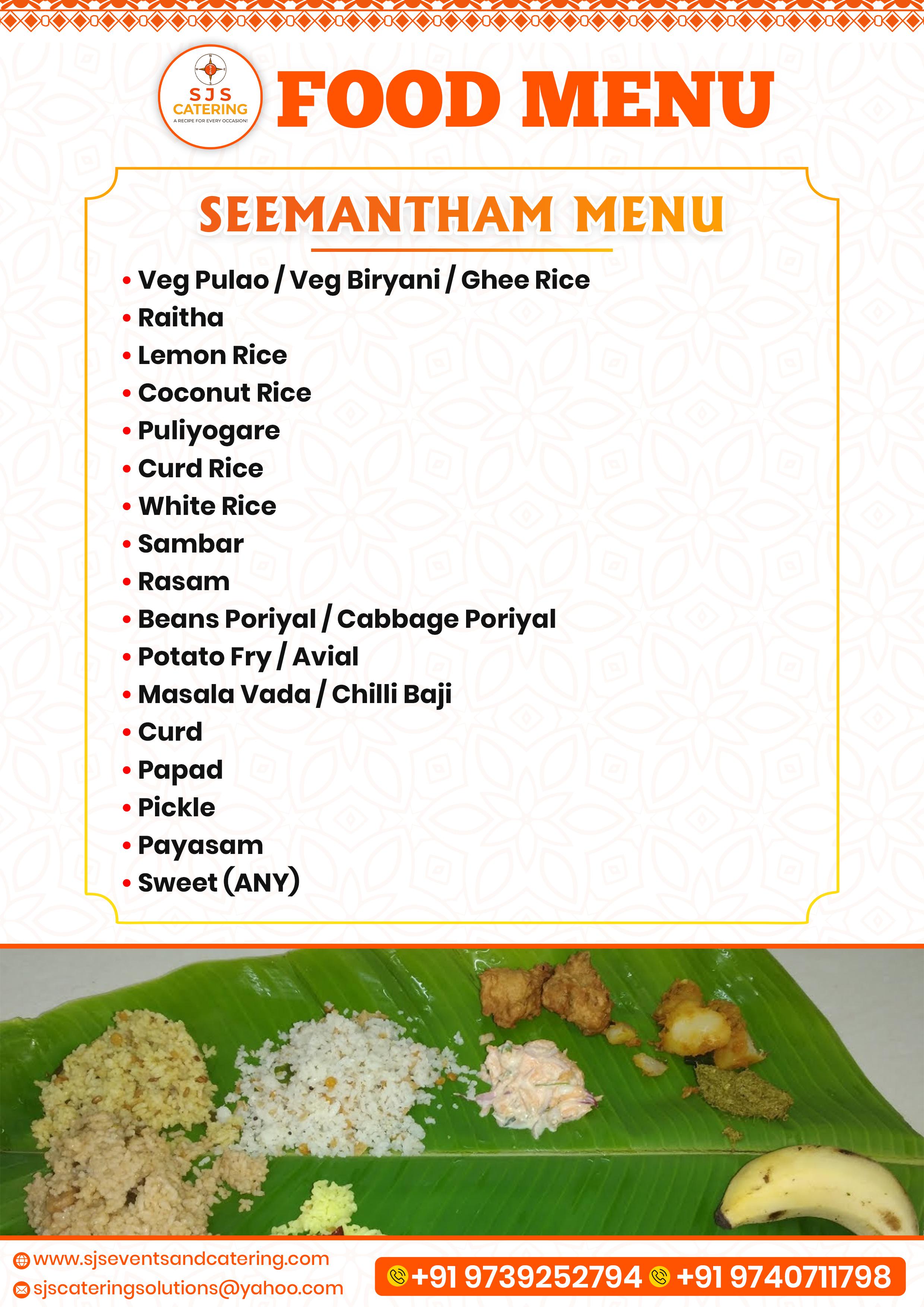 Veg Catering Package for Weddings in Bangalore by SJS Events & Catering