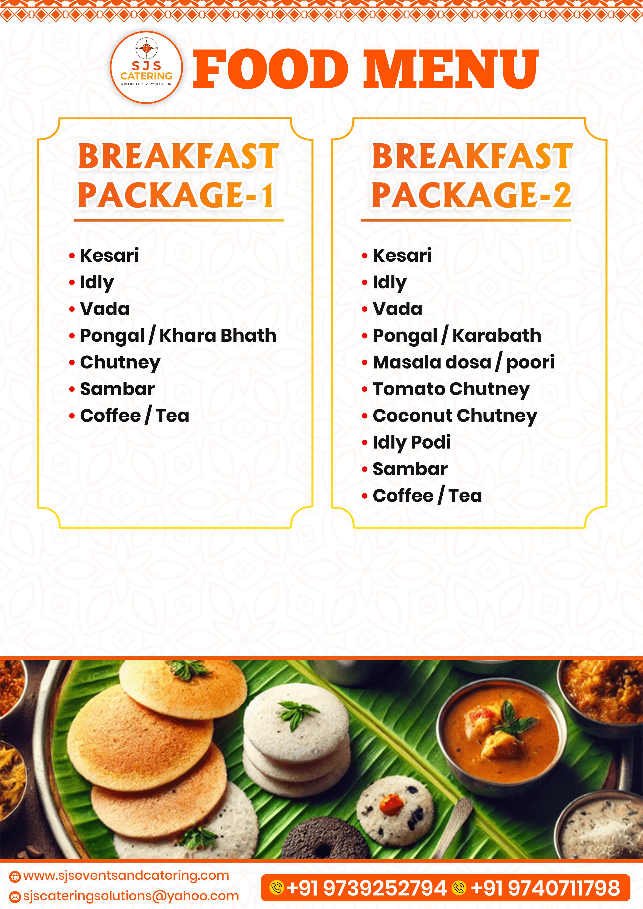 Veg Catering Package for Weddings in Bangalore by SJS Events & Catering