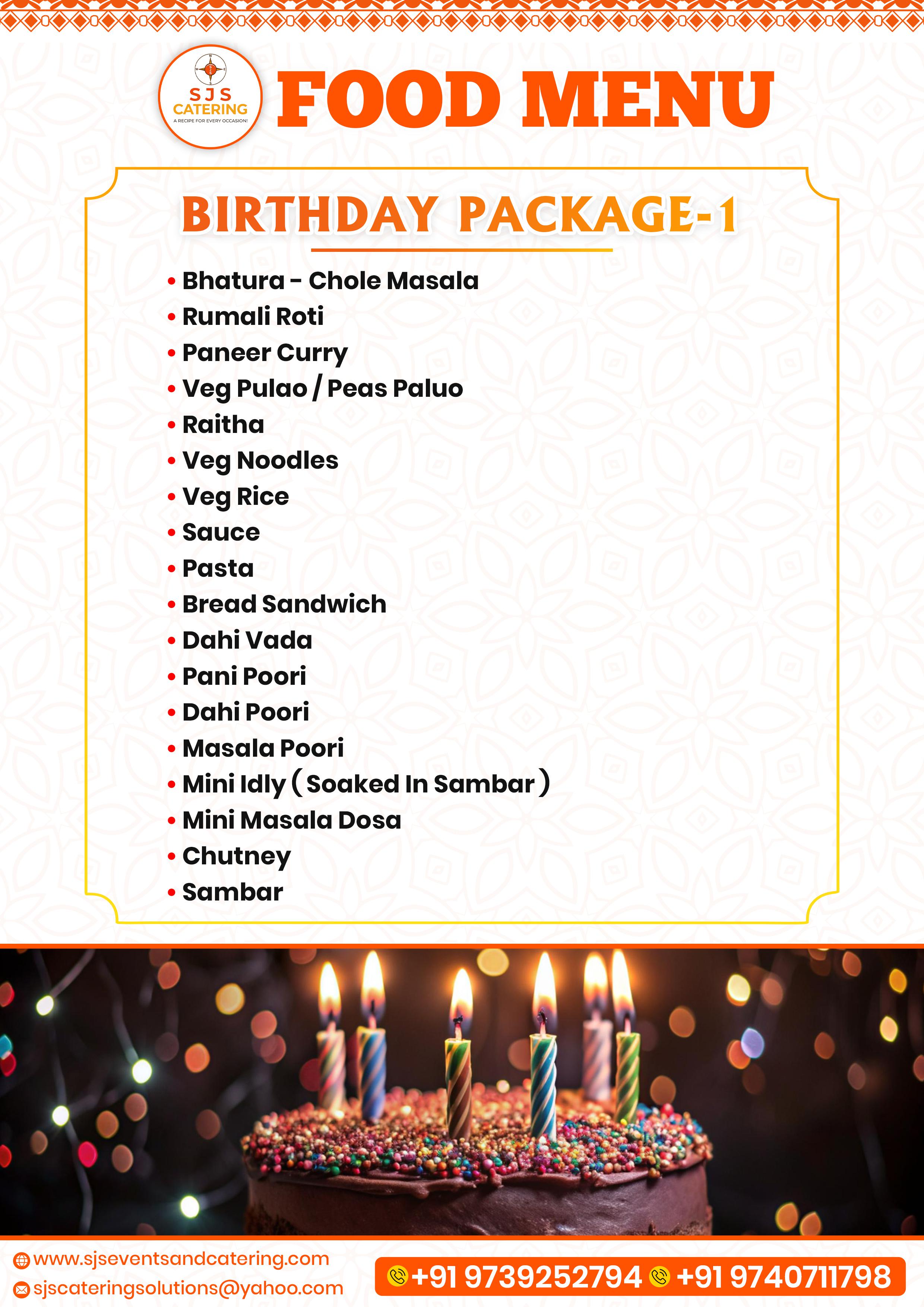 Veg Catering Package for Weddings in Bangalore by SJS Events & Catering