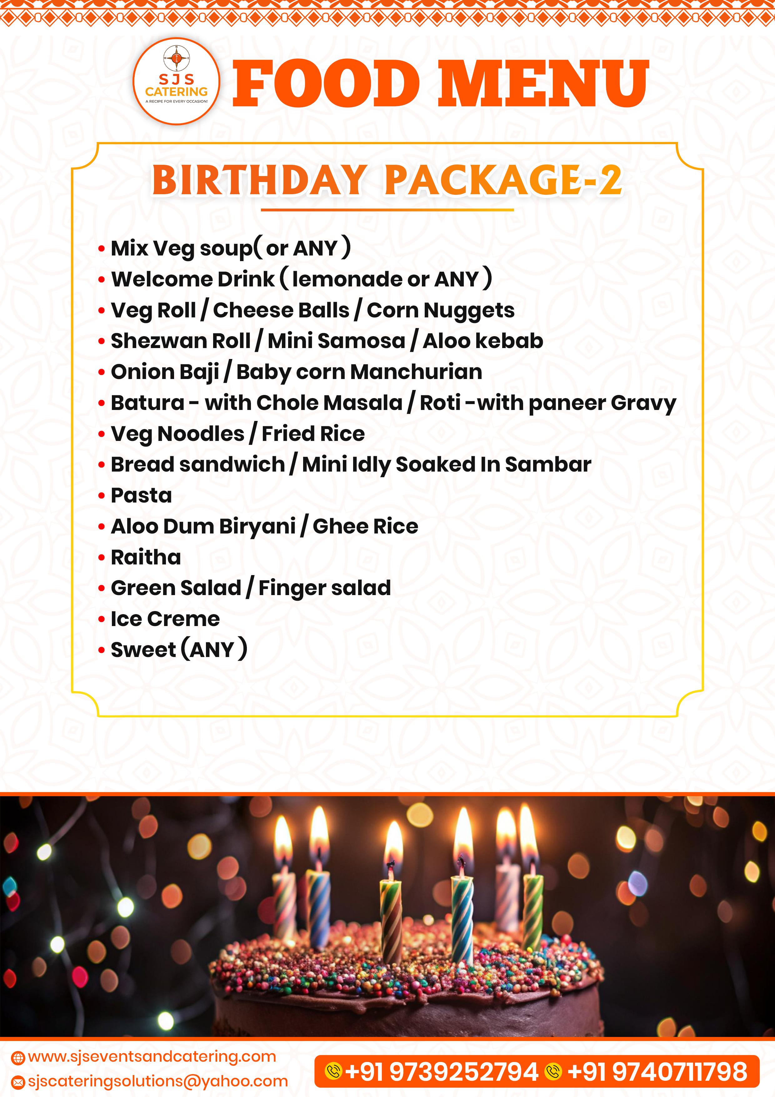 Veg Catering Package for Weddings in Bangalore by SJS Events & Catering