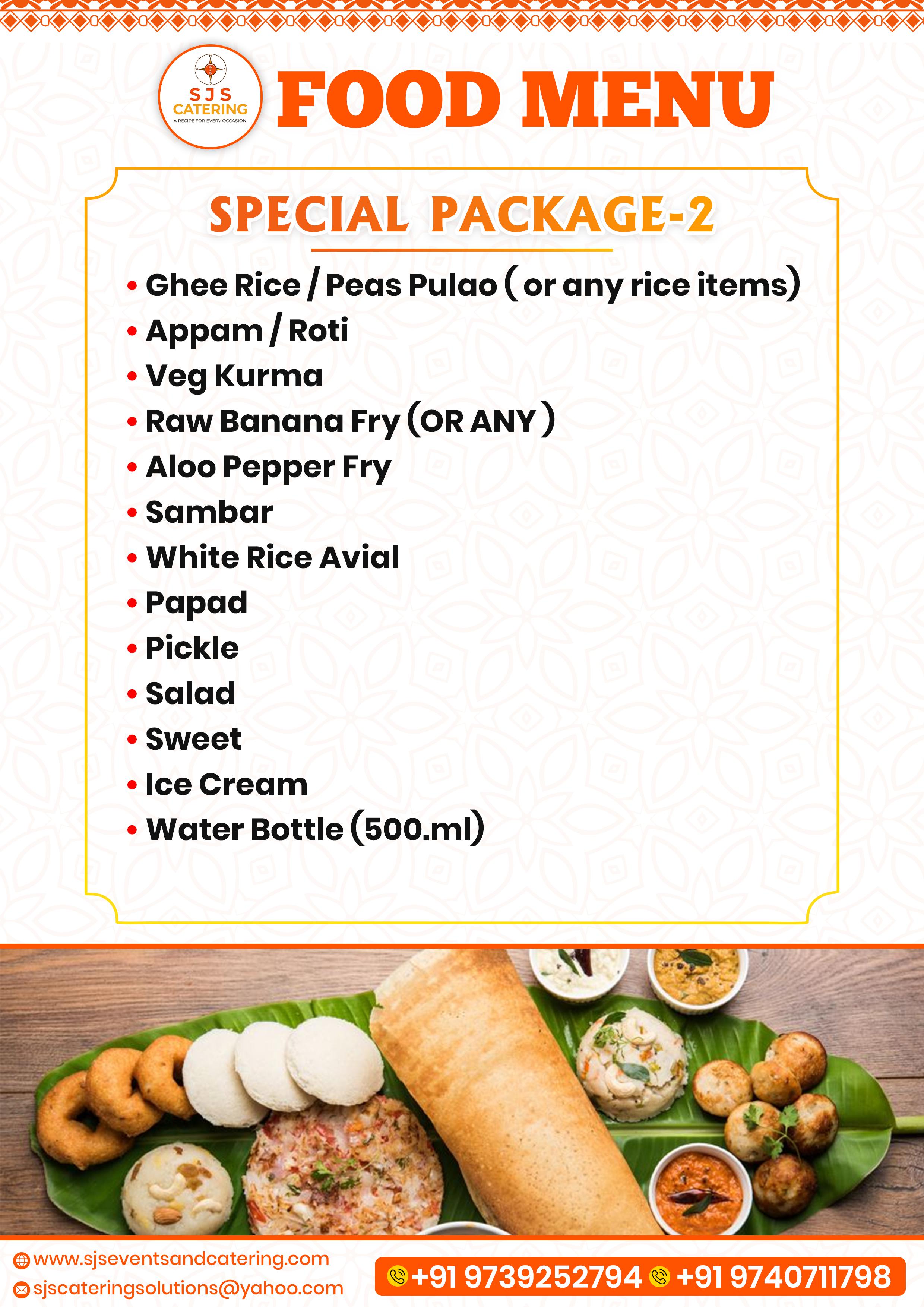 Veg Catering Package for Weddings in Bangalore by SJS Events & Catering